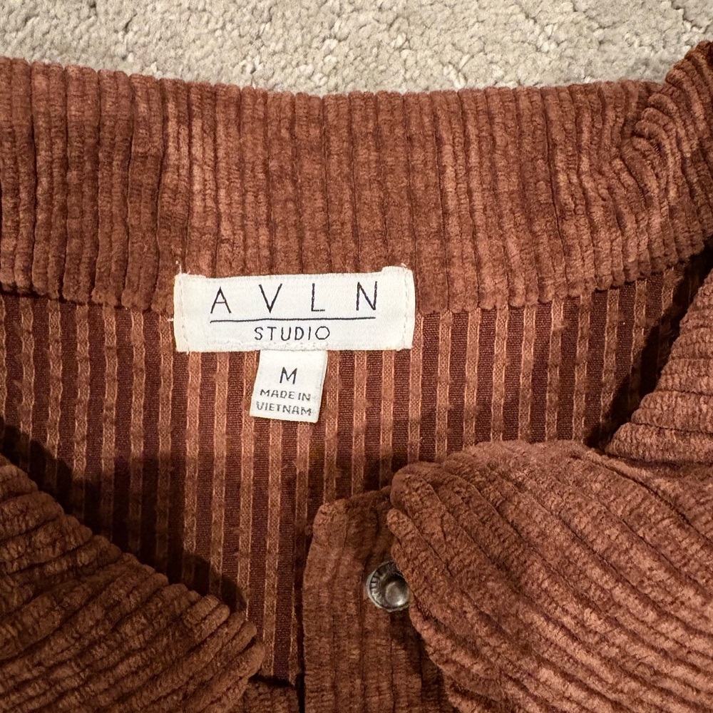 Women's Brown Ribbed Jean Jacket - Picture 4 of 5